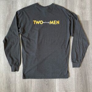 Vintage Rare Panavision Two & a Half Men Gray Long Sleeve Y2K Beefy Hanes Large